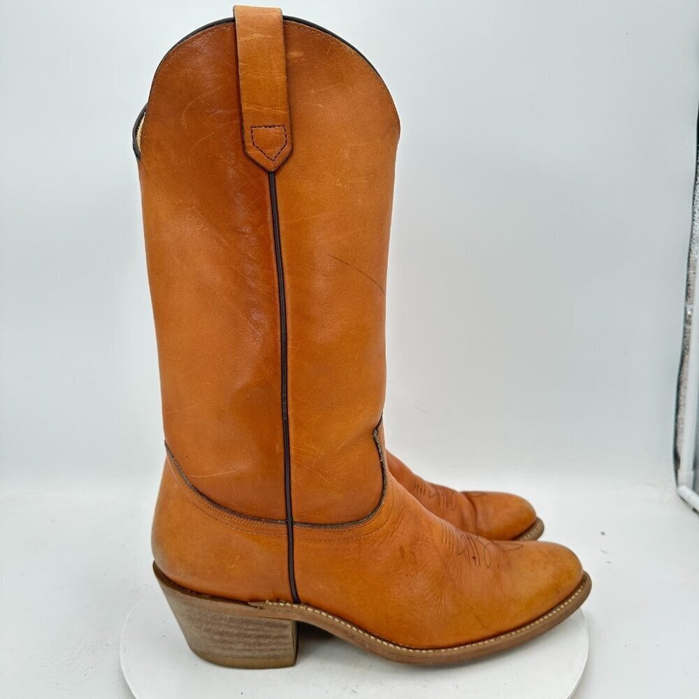 Nocona American Classics Men’s 10.5 D Tan Leather Made in USA Cowboy Boot - Picture 4 of 13